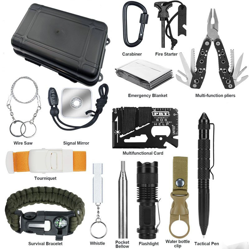 Outdoor Camping Kit - ชุดอุปกรณ์ฉุกเฉินพกพาขนาดกะทัดรัด ทนทานต่อแรงกระแทก สำหรับการเอาชีวิตรอด ยี่ห้อ Hongrui เหมาะสำหรับตกปลา