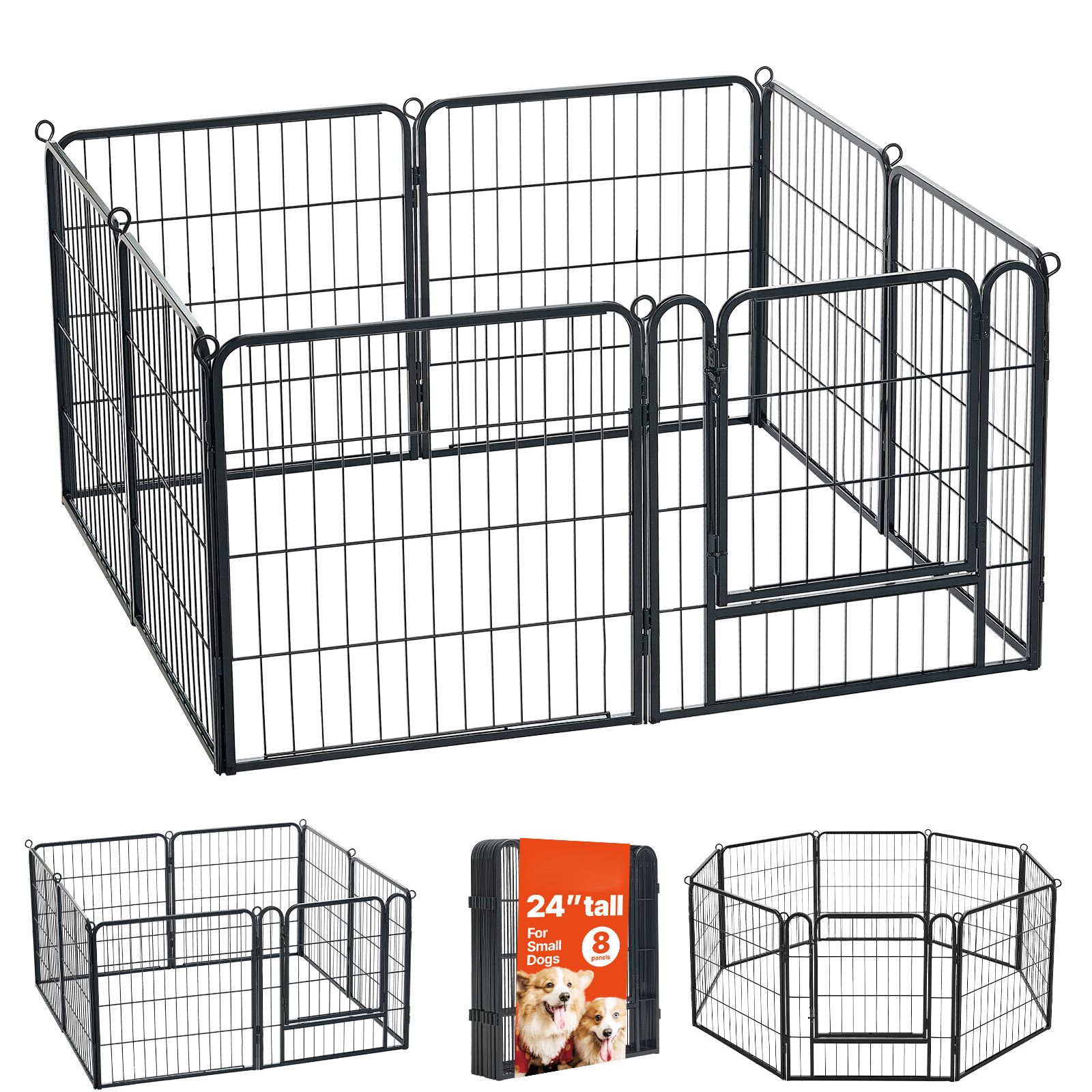Outdoor Camping Dog Fence - คอกสุนัขแบบพับได้ ขนาด 24 นิ้ว 8 แผง