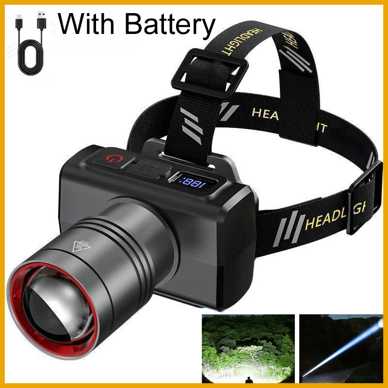 Outdoor Camping Lantern - ไฟฉายคาดศีรษะแบบชาร์จไฟได้ LED ปี 2026 สว่างพิเศษ พร้อมเซ็นเซอร์ตรวจจับความเคลื่อนไหว
