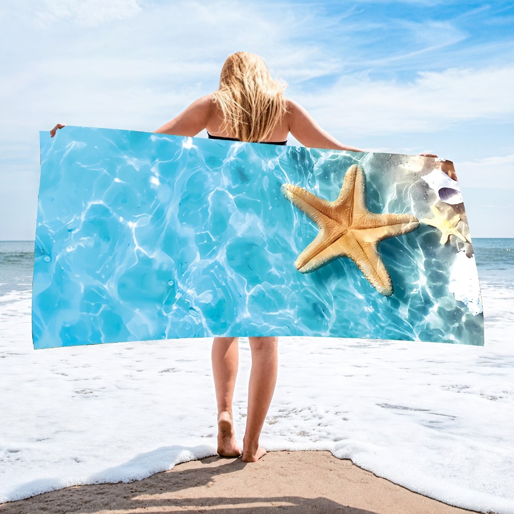 Camp Towel Microfiber - 27.5x55 นิ้ว บลูโอเชียน เจลลี่ฟิชผ้าเช็ดตัวไมโครไฟเบอร์ แห้งเร็ว ผ้าเช็ดตัวชายหาด