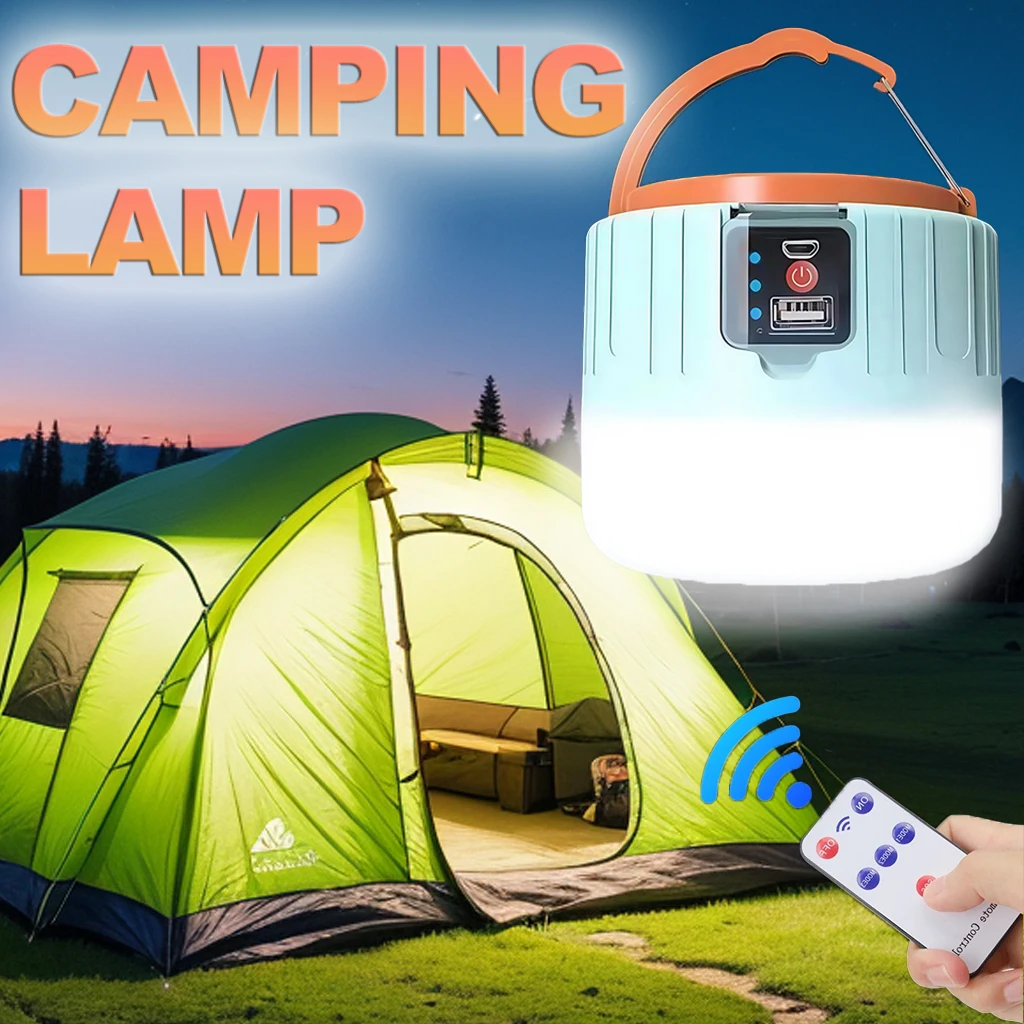 Outdoor Camping Lantern - โคมไฟตั้งแคมป์พลังงานแสงอาทิตย์แบบชาร์จไฟได้ LED แบบพกพาพร้อมรีโมท, ไฟฉายพาวเวอร์แบงค์ โคมไฟฉุกเฉินกลางแจ้งสำหรับตกปลา บาร์บีคิว