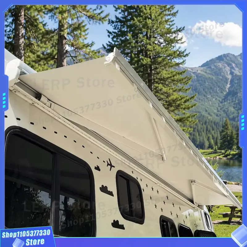 Outdoor Camping Vehicle Wagon - W5500 ผ้าใบกันแดด RV แบบควบคุมด้วยมือ สำหรับคาราวาน แคมป์ปิ้งกลางแจ้ง