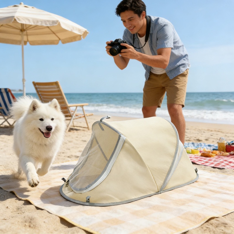 Outdoor Camping Dog Fence - เต็นท์สุนัขแบบพกพาใหม่ ป้องกันแสงแดดกลางแจ้ง บ้านสัตว์เลี้ยง ระบายอากาศได้ดี กันน้ำ เหมาะสำหรับสุนัขขนาดเล็กและขนาดกลาง
