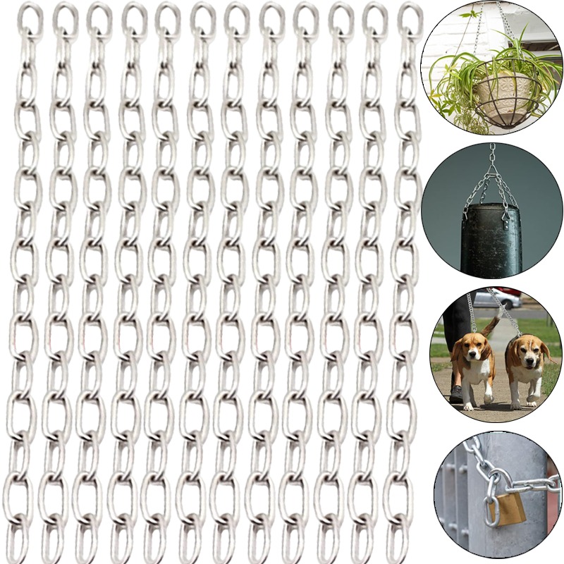 Outdoor Camping Dog Fence - โซ่สแตนเลสแบบยาว โซ่ล็อคแบบเบา สำหรับลากจูง ใช้กลางแจ้ง ตั้งแคมป์ แขวนรั้ว