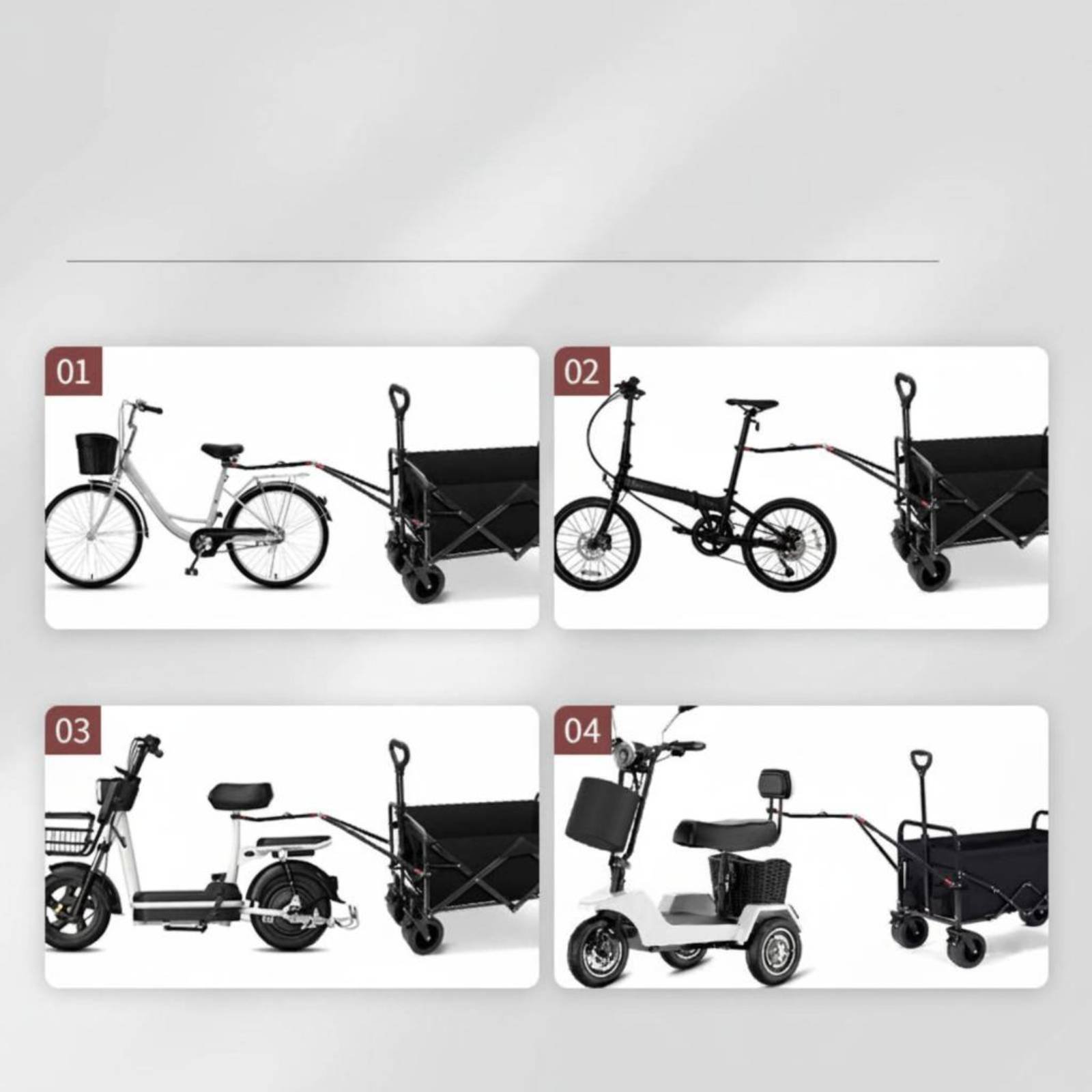 Outdoor Camping Vehicle Wagon - รถแคมป์ปิ้ง รถลากจูงน้ำหนักเบา รถขนส่งจักรยาน รถลากจูง อุปกรณ์กลางแจ้ง อเนกประสงค์