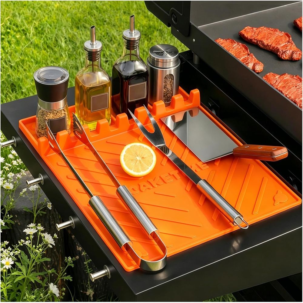Outdoor Camping Bbq - แผ่นรองย่างซิลิโคนหรืออุปกรณ์เสริมสำหรับเตาปิ้งย่าง อุปกรณ์ครัว บาร์บีคิว ของใช้จำเป็นสำหรับเคาน์เตอร์ครัว กลางแจ้ง แคมป์ปิ้ง