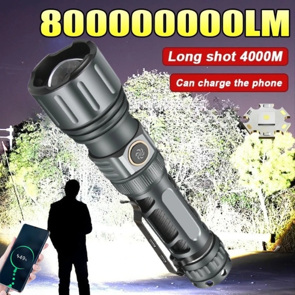 Outdoor Camping Lantern - ไฟฉายซุปเปอร์ไบรท์แบบพกพา ชาร์จไฟได้ หลอดไฟ LED สำหรับยุทธวิธี แคมป์ปิ้ง