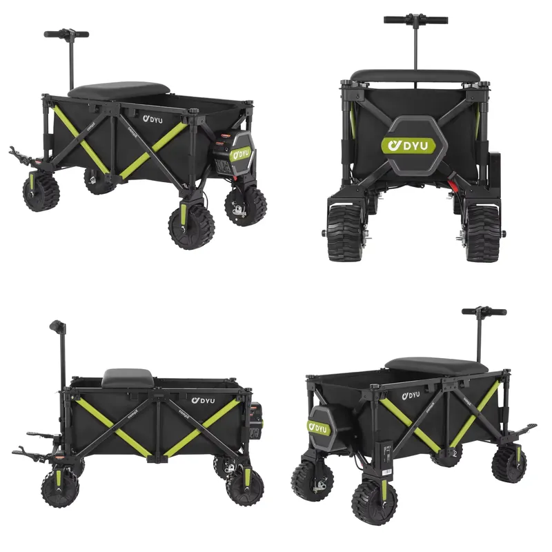 Outdoor Camping Vehicle Wagon - รถเข็นแคมป์ปิ้งไฟฟ้าพับได้ DYU CampX แบบสี่ล้อ โครงอะลูมิเนียม สำหรับกิจกรรมกลางแจ้ง