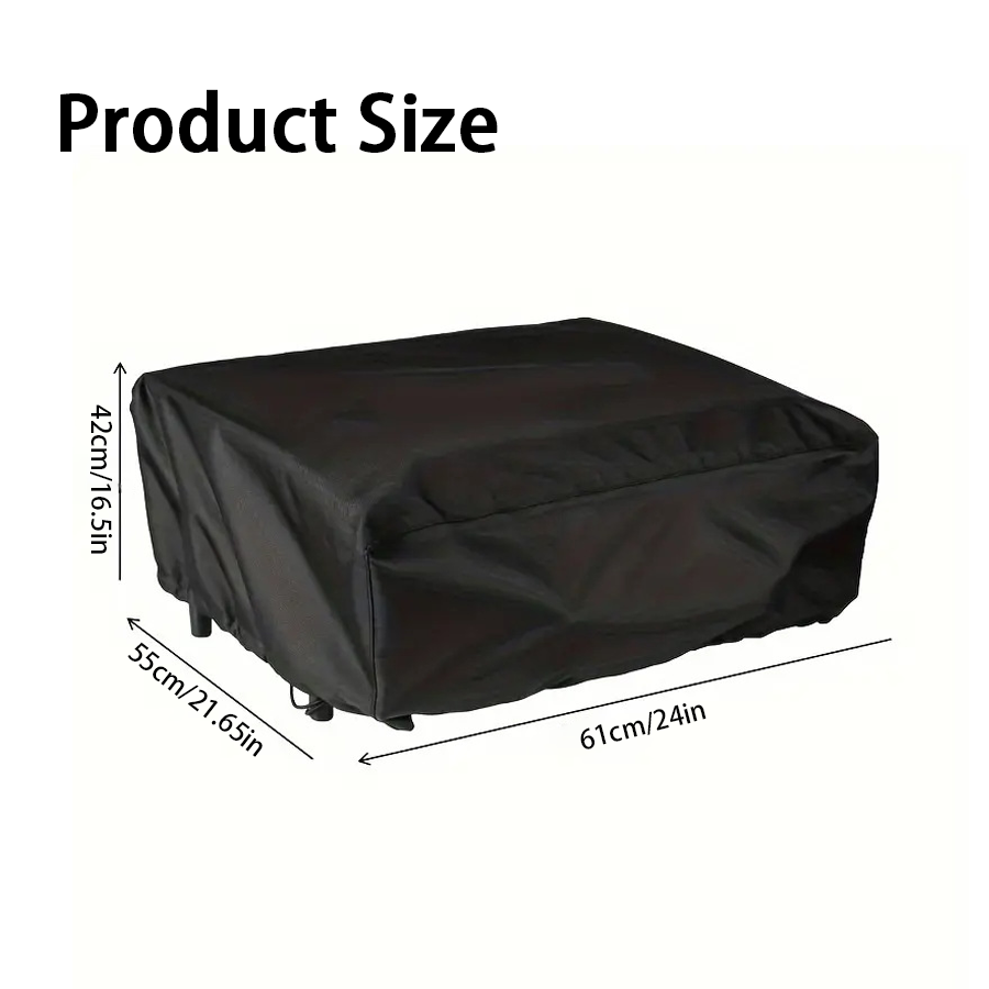 Outdoor Camping Bbq - ฝาครอบป้องกันเตาอบสีดำ 1 ชิ้นพร้อมเชือกรูดปรับได้, ฝาครอบย่างบาร์บีคิวในอุดมคติสำหรับการตั้งแคมป์กลางแจ้ง, ลานบ้าน, เฟอร์นิเจอร์,