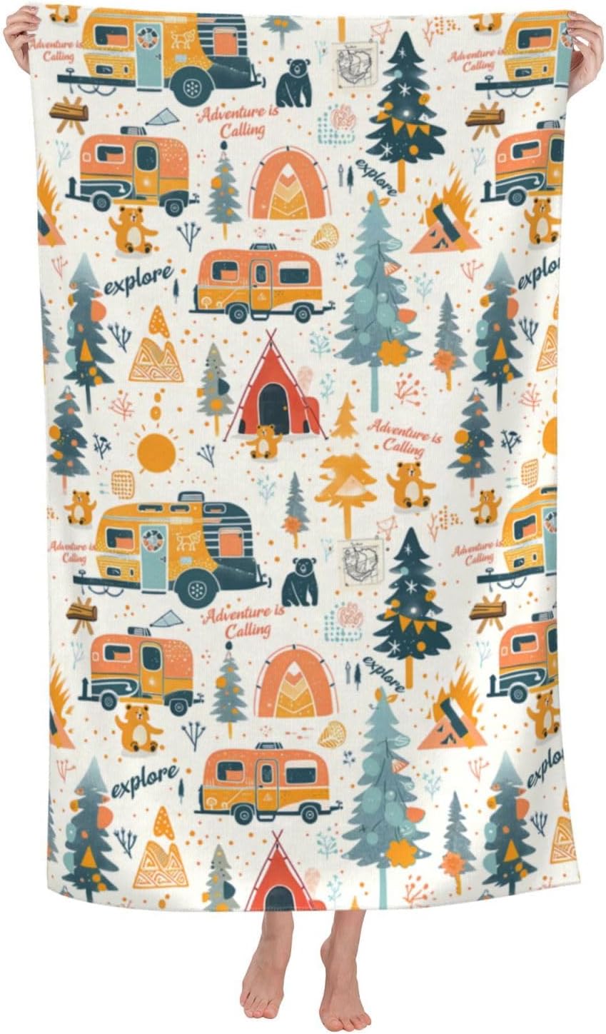 Camp Towel Microfiber - ผ้าเช็ดตัวชายหาดไมโครไฟเบอร์สำหรับแคมป์ปิ้ง แห้งเร็ว ใช้ได้กับเต็นท์ ต้นไม้ หรืออาบน้ำ น้ำหนักเบา