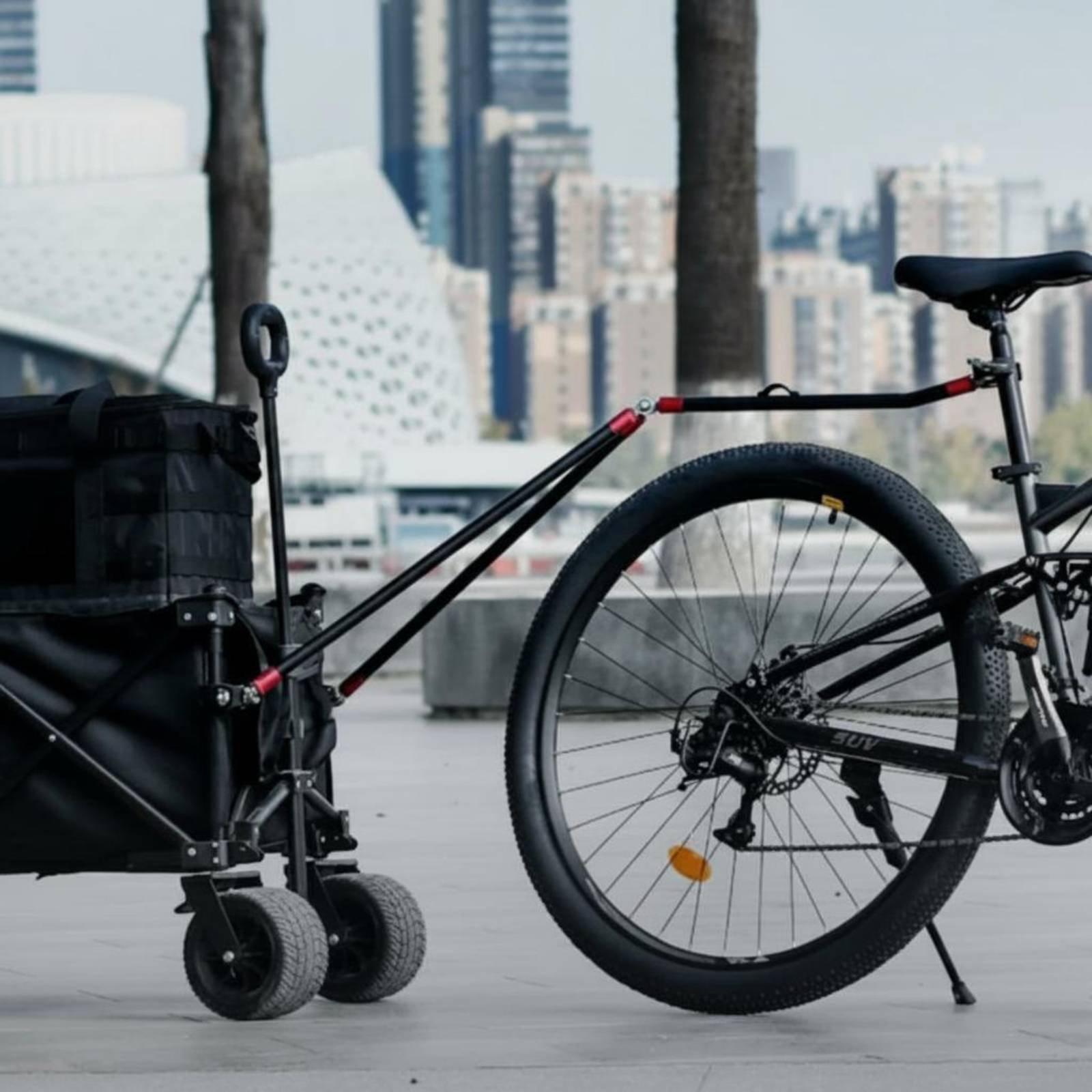 Outdoor Camping Vehicle Wagon - รถแคมป์ปิ้ง คันโยกอลูมิเนียมอัลลอยด์ รถลากจูงจักรยาน อุปกรณ์กลางแจ้ง อเนกประสงค์ ติดตั้งง่าย