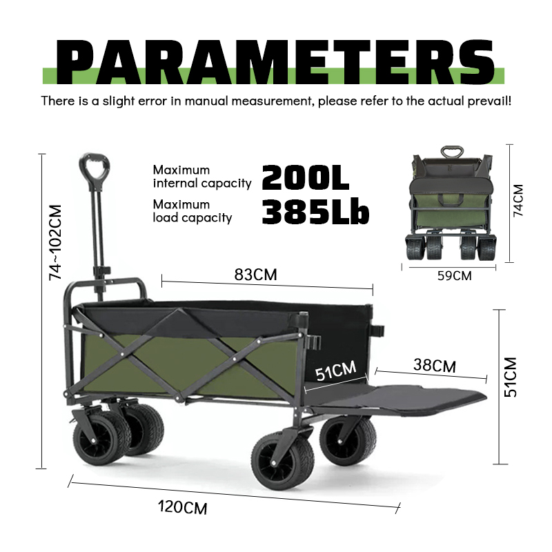 รถเข็นพับได้สแตนเลสแบบพกพา ใช้ - Outdoor Camping Vehicle Wagon บทวิจารณ์และราคา
