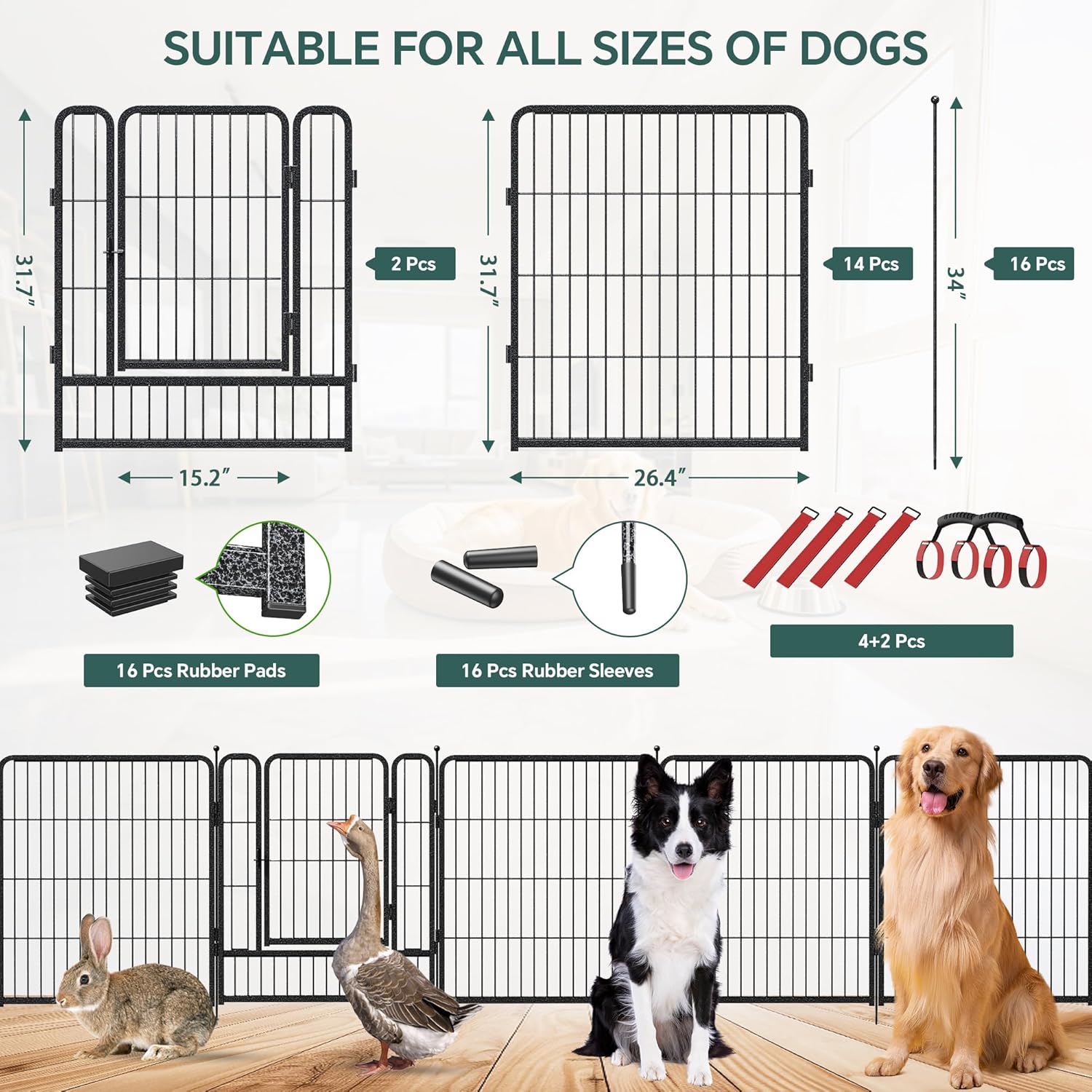 คอกสุนัข 16 แผง สูง 32 นิ้ว สำ - Outdoor Camping Dog Fence บทวิจารณ์และราคา