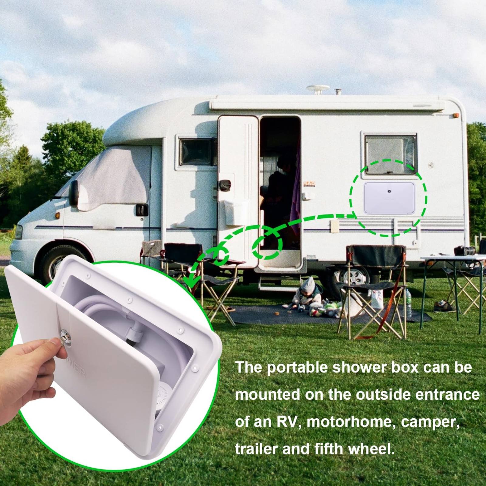 กล่องฝักบัวภายนอกรถบ้าน RV ชุด - Outdoor Camping Kit บทวิจารณ์และราคา